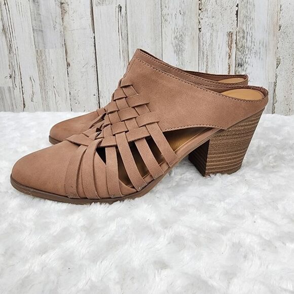 Universal Thread Basket Weave Mules Tan Size 8.5 - Picture 1 of 10